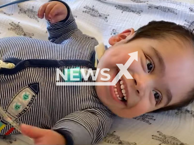 Picture shows Francesco Bruno, 2, in the hospital, undated. He  left La Rabida Children's Hospital where  he spent the first years of his life after being born with a rare condition called skeletal dysplasia in Chicago, Illinois, USA, on Tuesday, Oct. 11, 2022.
Note: Photo is a screenshot from a video. (Newsflash)