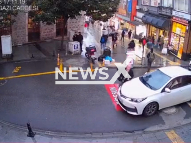 Fevzi D. throws himself to the bonnet of a car in Giresun, Turkey, Thursday, Oct. 13, 2022. He was reported to be under the influence of alcohol.Note: Photo is screenshot from a video. (Newsflash)