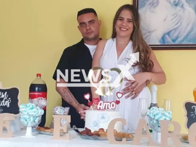 Ana Carolina da Silva Santos Fernandes, 27, and the main suspect, her husband, Fernando Fernandes dos Santos, 35, pose in undated photo.  She was was found dead  with her baby on top of her body, as if she had been breastfed and slept,  inside her own home in  Sao Paulo, Brazil, on Sunday, Oct. 16, 2022. Note: Private photo.  (Newsflash)