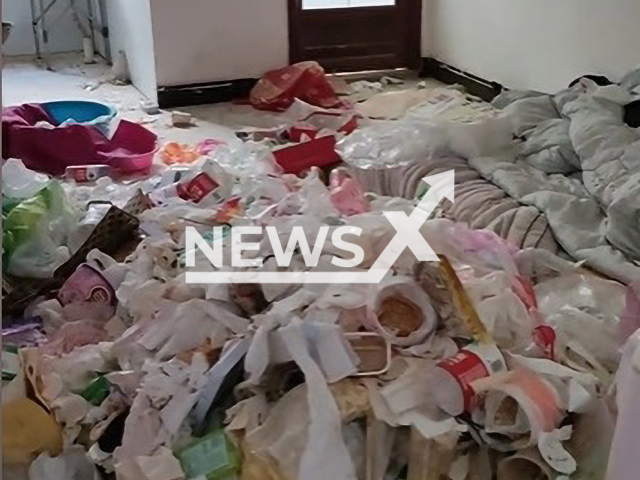 Landlord finds that tenant left the rented house full of rubbish in Zhengzhou, China. Note: Image is a screenshot from video. (wanlingqiche/AsiaWire)