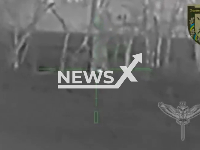 Ukrainian sniper aims at Russian soldier in a forested area of Ukraine in undated photo. Ukrainian sniper of Dnipro separate brigade of Territorial Defense Forces detected and shot Russian soldier at his position. Note: Picture is a screenshot from a video (@BrTODnipro/Newsflash)