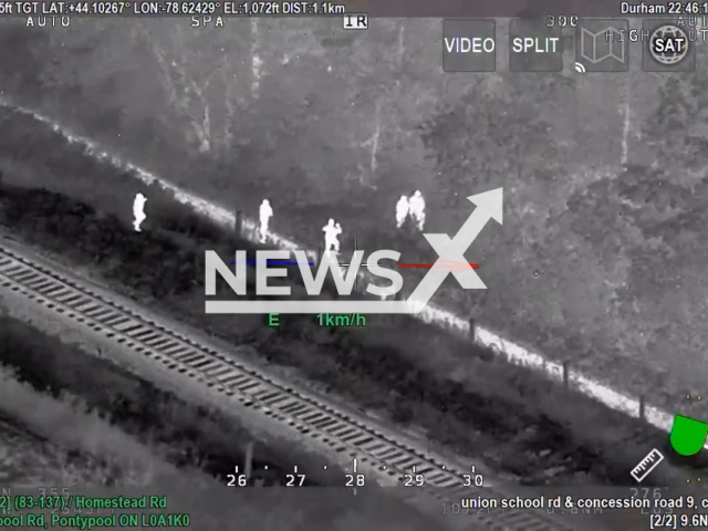 Air1 follows suspect after failing to stop for police in Oshawa, Canada on Thursday, Oct. 13, 2022. Note: Photo is a screenshot from a video.(Durham Regional Police Service/Newsflash)