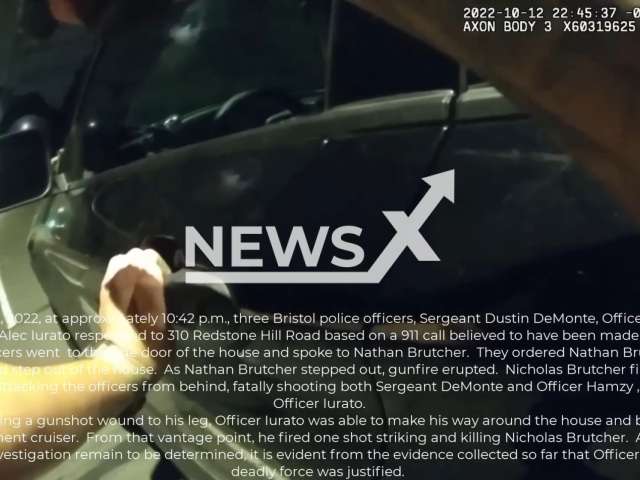 Police officer shot the suspect in Bristol, Connecticut, USA on Wednesday, Oct.12, 2022. Note: Picture is a screenshot from a video (Inspector General/Newsflash)