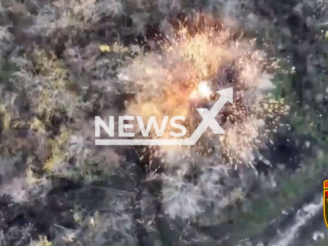 Russian tank hit by the artillery from the fighters of the 40th Separate Artillery Brigade in Ukraine in undated footage.
The 40th separate artillery brigade named after Grand Duke Vytautas is a unit of artillery troops as part of the Ground Forces of the Armed Forces of Ukraine.
Note: This picture is a screenshot from the video. (@40OAbrigade/Newsflash)