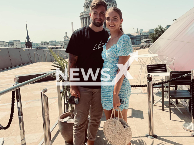 Ben Jenkins and Charlotte Long pose in an undated photo. The couple who got engaged in Mauritius reportedly adopted a couple of stray dogs. Note: We have obtained permission for this photo from Ben Jenkins (@ben.jenkins.108/Newsflash)