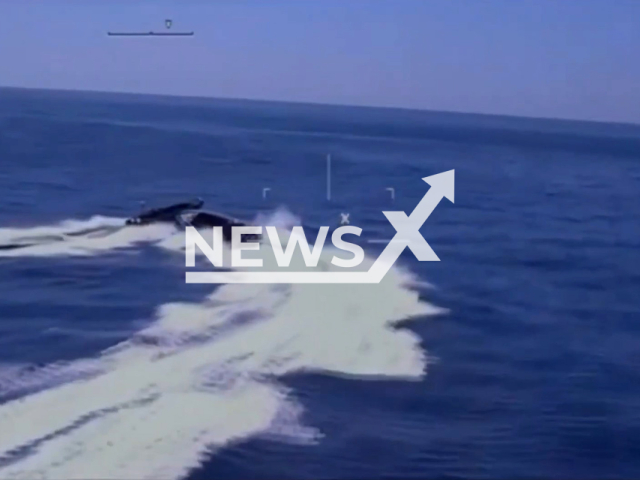 Civil Guard police boat narrowly avoids collision with a speedboat that was carrying drugs off the coast of Huelva, Spain, undated. The boat was carrying 3,500 kilos of hashish which were later recovered by police. Note: Picture is a screenshot from a video  (Newsflash)