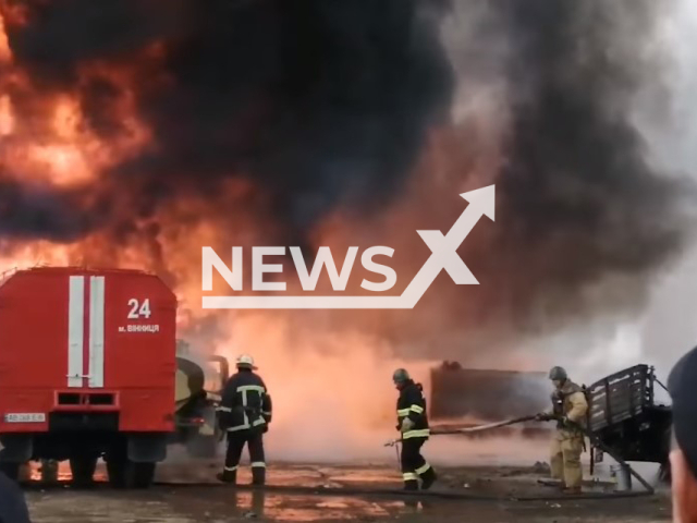 Elimination of the consequences of the rocket fire by the Russian occupiers of the airport in Vinnytsia region. Note: Photo is a screenshot from a video(SES of Ukraine/Newsflash).