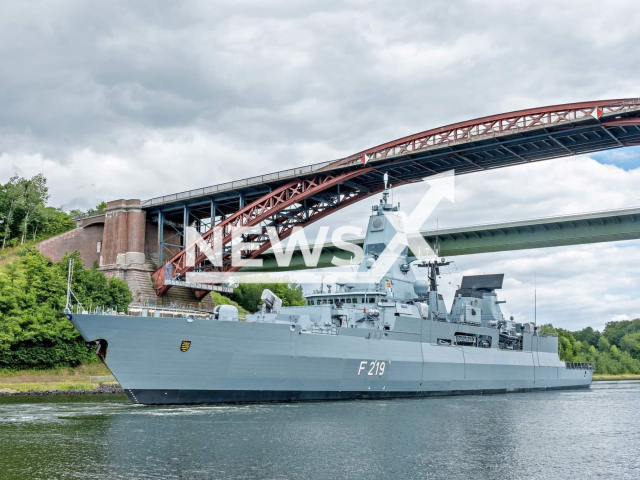 Image shows the "Saxony" frigate, undated photo. The Federal Office for Equipment, Information Technology and Use of the Bundeswehr (BAAINBw) is testing high-energy laser weapons since October 2022. Note: Licensed content. (BAAINBw/Newsflash)