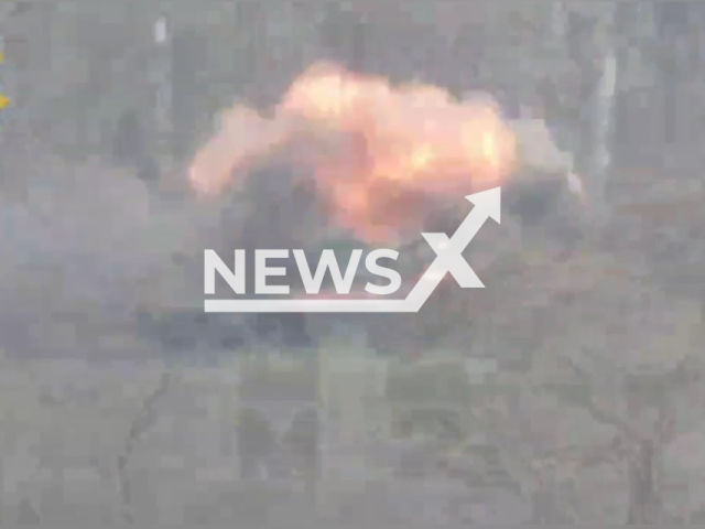 Russian BMP infantry fighting vehicle explodes in a field area in Donetsk direction, Ukraine in undated photo. Omega separate special purpose unit of National Guard of Ukraine destroyed two Russian BMP infantry fighting vehicles, one armored personnel carrier and one tank. Note: Photo is a screenshot from the video (@NGUmainpage/Newsflash)