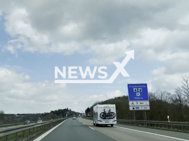 Picture shows the Autobahn in Central Franconia, Germany,  undated. A grandfather, 61, forgot his grandson, 11, in the parking lot at a rest stop in the area and only noticed when he got home on Sunday Oct. 30, 2022. 
Note: Photo is a screenshot from a video. (Newsflash)