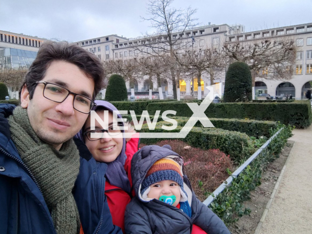 Iranian journalist Vahid Shamsoddinnezhad poses with his family in an undated photo. Shamsoddinnezhad, a France resident covering Iran protests, has been arrested in Saqqez, Iran, on Sept. 28, 2022. Note: Picture is private (Newsflash)