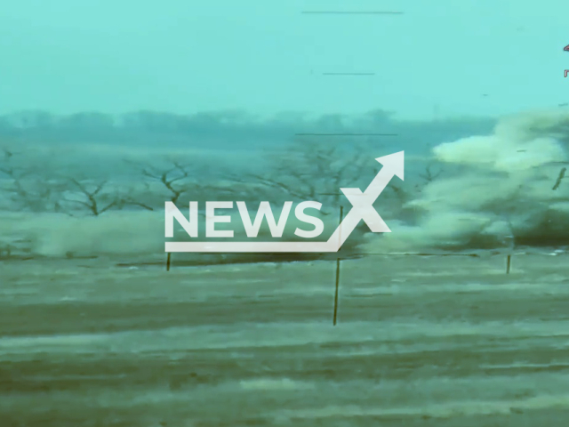 Picture shows an explosion near treeline in a field area in the Avdiivka direction, donetsk region, Ukraine in undated photo. Artillerymen of the People's Militia of the DPR used 2K25 Krasnopol artillery weapon system to ensure the advancement of the assault groups of the NM DPR and destroy key strongholds of Ukrainian Army. Note: Picture is a screenshot from a video (@nm_dnr/Newsflash)