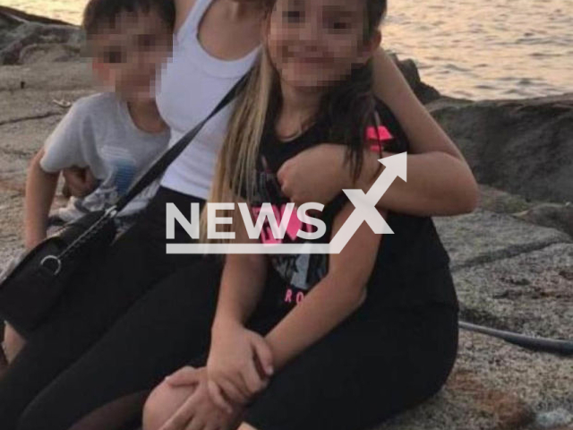 Rumeysa Aydin, who killed her husband Murat Aydin in self-defence in Balikesir, Turkey, on 13th August 2021, was pictured with her children. Note: Private picture (Newsflash)