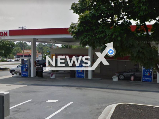 Picture shows the  Laurel Exxon in Laurel, Maryland, USA, undated. An unidentified, 41-year-old bought a winning ticket for his second lottery win of 2022 here. Note: Photo is a screenshot from Google Maps. (Google Maps/Newsflash)