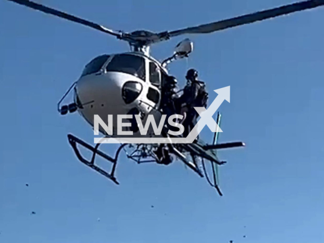 The Hillsborough County Sheriff's Aviation Unit and deputies rescue a man lost in the woods of Little Manatee River State Park in Florida, USA. Note: Picture is screenshot from a video. (HCSOSheriff/Newsflash)