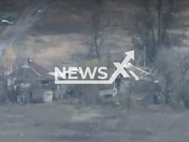 Ukrainian border guards discover Russian military settlement using drone in Donetsk region in Ukraine in undated footage.
The Ukrainian border guards received the drone from the Chernivtsi volunteers.
Note: This picture is a screenshot from the video. (State Border Service of Ukraine/Newsflash)