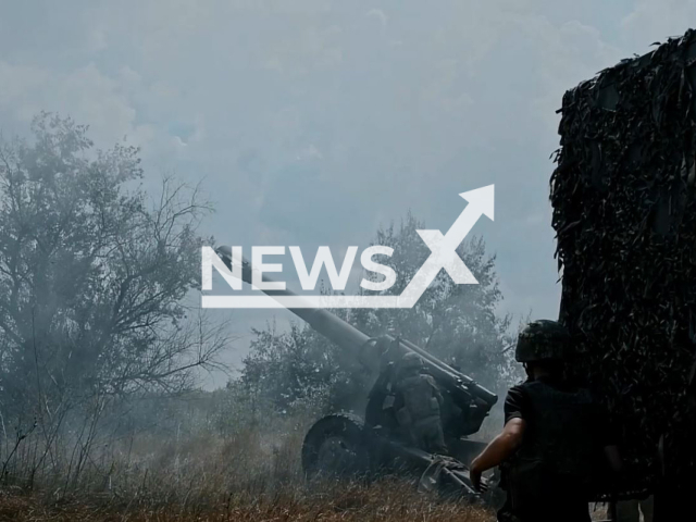 Ukrainian soldier shoots a howitzer among trees in the Kherson region in Ukraine in undated photo. The main task Ukrainian anti-tank artillery unit was to repel Russian tank breakthrough attempts. Note: Picture is screenshot from a video (@u24.gov.ua/Newsflash)