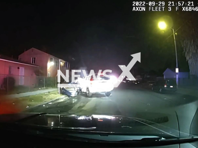 Police officers arrest a suspect in Los Angeles, California, USA on Thursday, Sept. 29, 2022. Note: Picture is screenshot from a video (Los Angeles Police Department/Newsflash)