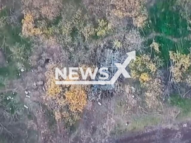 Picture shows Russian camouflaged tank before it was destroyed by the Ukrainian fighters in Ukraine in undated footage.
The footage was released by the Office of Strategic Communications on Friday, Nov. 4, 2022.
Note: This picture is a screenshot from the video. (@AFUStratCom/Newsflash)