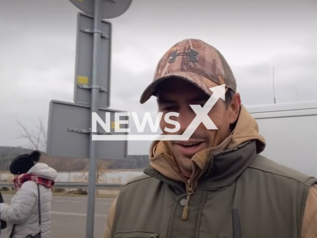 Jordan Wiseley, 31, is volunteering at a border crossing in Poland amid the Russian invasion. Note: This photo is a screenshot from a video. (Newsflash)