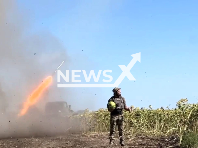 The 53th separate mechanized brigade named after Prince Volodymyr Monomakh work against Russian army in Ukraine in undated footage. Note: Picture is screenshot from a video(@53brigade/Newsflash)