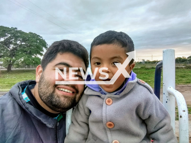 Cristian Jimenez poses with his son Yulian in an undated photo. Yulian was allegedly murdered by his mother in Los Ralos, Tucuman, Argentina, Tuesday, Nov. 1, 2022. Note: Picture is private (@yulianjesusgabrieljimenez/Newsflash)