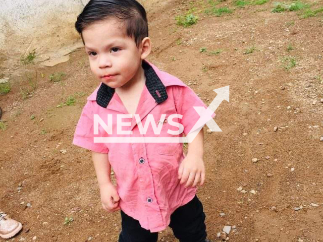 Dylan poses in an undated photo. He was admitted to a hospital, seriously ill with a burn to the oesophagus and lung infection, after ingesting a battery in Cananea, Sonora, Mexico. Note: Picture is private (@gaby.duranag/Newsflash)