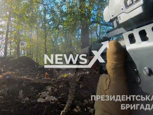 Ukrainian soldiers of the 3rd mechanized battalion of the Hetman Bohdan Khmelnytsky Independent Presidential Regiment defend their positions in the Donetsk region, Ukraine in undated footage. Note: Picture is a screenshot from a video (	
Independent Presidential Regiment/Newsflash)