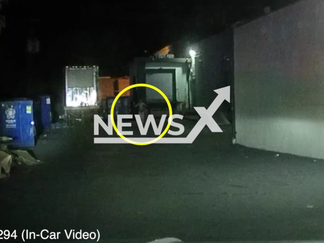 Police officer arresting the suspect in Fairfax County, Virginia, USA.The photo is a screenshot from the video (	Fairfax County Police Department/Newsflash)