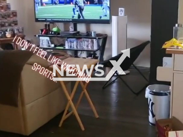 The husband's living room in the house of the couple who has two living rooms in El Paso, Texas, USA. Note: The photo is a screenshot from the video (@the_female13/Newsflash)