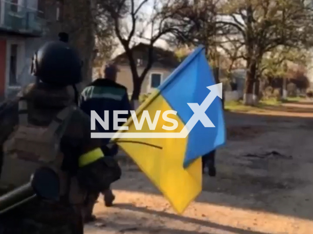 Fighters of the 59th separate motorized infantry with the Ukrainian flag enter in the liberated Blagodatny in the Kherson region in Ukraine in undated footage.
The 59th Separate Motorized Infantry Brigade named after Yakov Handziuk is a military unit of motorized infantry troops of the Armed Forces of Ukraine with size of a brigade.
Note: Picture is a screenshot from a video (@59ompbr.com.ua/Newsflash)