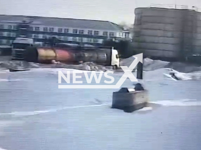 A bitumen storage tank exploded in Penza, Russia on 9th March 2022. Note: Picture is a screenshot from a video (@omelnichenko/Newsflash)