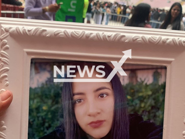 Picture shows the photo of  Yadira Montes that her mother brought to a Bad Bunny concert, in Lima, Peru, on Sunday, Nov. 13, 2022.  Dj Peligro gave the fan's mother a ticket to fulfil her daughter's dream of attending a Bad Bunny concert.  Note: Private photo.  (@djpeligroperu/Newsflash)