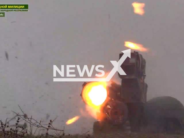 LNR soldier shoots a 9K111 Fagot on specially prepared training grounds in Ukraine in undated photo. Anti-tankers of the 2nd army corps of the People's Militia of the LPR trained to use 9K111 Fagot tube-launched wire-guided anti-tank missile system. Note: Picture is screenshot from a video (@millnr/Newsflash)