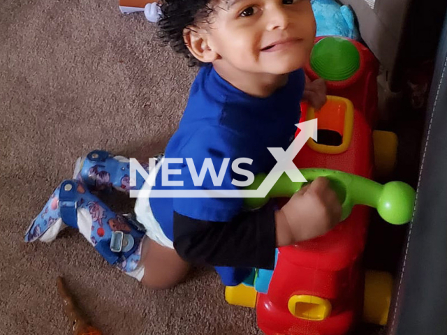 David Conde, Jr., 2, poses in undated photo. His father David Conde, Sr., 59, died in February, 2022, because he suffered from cardiovascular disease, and his son subsequently died of starvation, at their home in Geneva, New York, USA, police announced, in November, 2022. You may consider blurring the image of the child Note: Private photo. (David Conde/Newsflash)