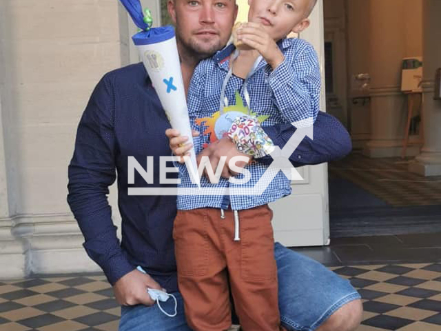 Offender Sven Messner, 34, with his son Leon, 6, posing in photo, undated. The man is accused of murdering his son's six-year-old friend and sexually assaulting her in the German town of Baden-Baden on Sunday, Dec. 19, 2021. Note: Private photo. (Newsflash)