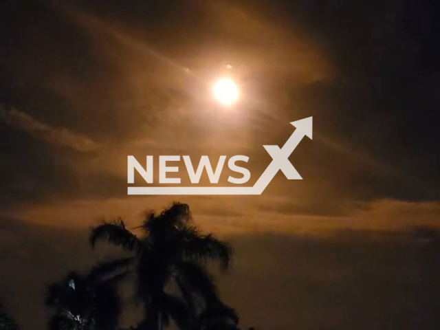 The Artemis I launch seen in Volusia County, Florida, on Wednesday, Nov. 16, 2022. The spacecraft was launched at 7:47 AM GMT+1. Note: Picture is a screenshot from a video (Christine Jones/Newsflash)