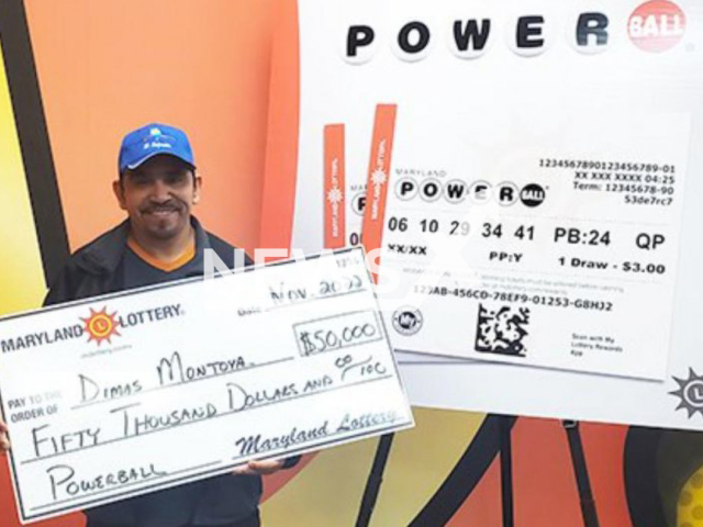 Dimas Montoya, 48, poses in undated photo. He won a USD 50,000 (GBP 42,000) Powerball prize just six years after collecting a USD 100,000 (GBP 84,000) jackpot in the Waldorf community, in Maryland, USA on Monday, Nov. 7, 2022. Note: Licensed content. (Maryland Lottery/Newsflash)