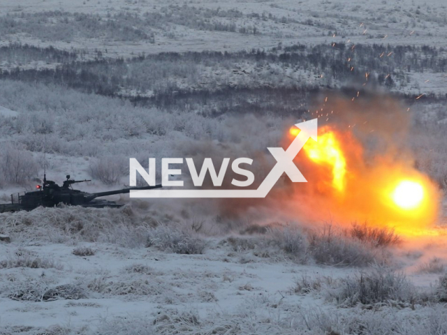 Russian motorized riflemen perform firring exercises in snow in the Murmansk region in Russian in undated footage.
The footage was released by the Russian MoD on Tuesday, Nov. 22, 2022.
 Note: Picture is a screenshot from a video (Ministry of Defense of Russia/Newsflash)