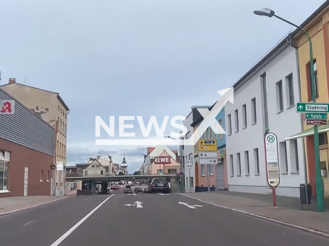 Image shows the town of Schoenebeck, in Saxony-Anhalt, Germany, undated photo. The town's crematorium installed solar panels to save energy. Note: Photo is a screenshot from a video. (Newsflash)