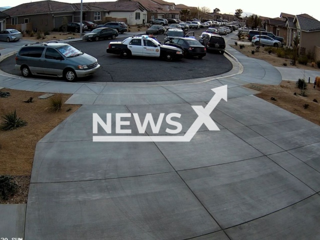 Police officer shooting the suspect Samuel Nunez, 26 after he tries to flee in a stolen car before crashing into their police vehicles in Los Angeles, California, USA, undated. Paramedics declare that Nunez was dead on scene. Note:Picture is screenshot from a video (Los Angeles County Sheriff's Department/Newsflash)