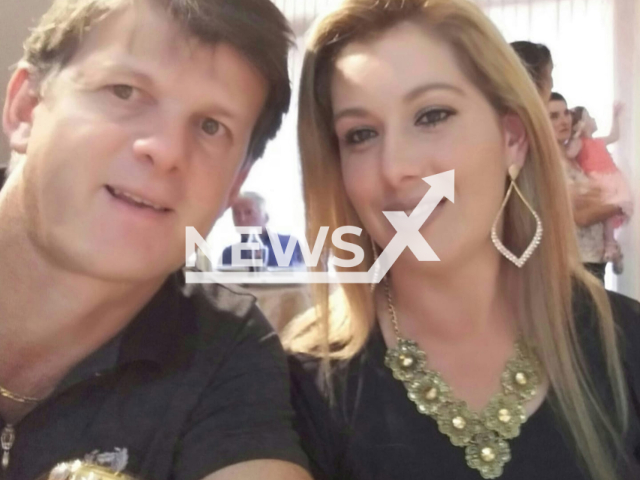 Claudia Tavares Hoeckler (right) poses with her husband Valdemir Hoeckler (left) in an undated photo. She allegedly killed her husband in Lacerdopolis, Santa Catarina, Brazil, Sunday, Nov. 13, 2022. Note: Picture is private (@claudia.tavares.hoeckler/Newsflash)