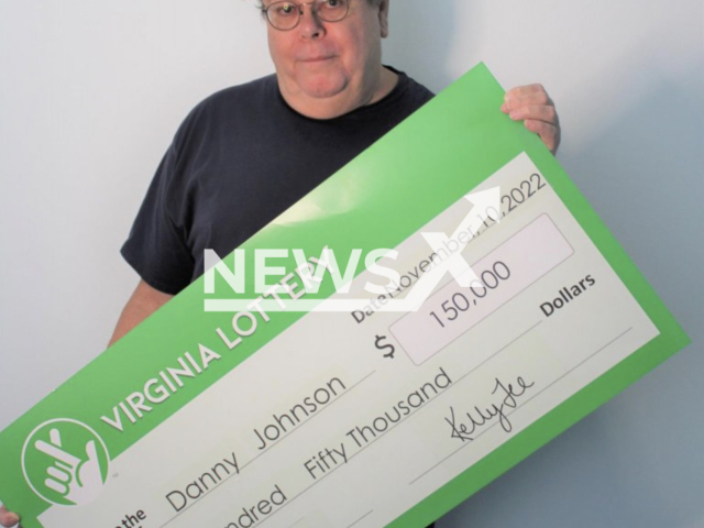 Danny Johnson poses in an undated photo. Danny Johnson, a man from Virginia, U. S., said he has peer pressure to thank after he bought his first-ever Powerball ticket and won a USD 150,000 prize. Note: Photo is from Virginia Lottery (Virginia Lottery/Newsflash)