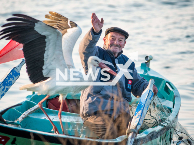 The stork named Yaren visited the Turkish fisherman once again in the village of Eskikaraagac, located in the Karacabey district of the northwestern Turkish city of Bursa. Note: Photo provided by Alper Tuydes (@alpertuydes/Newsflash)