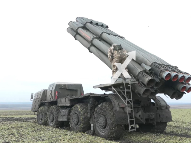 Russian MLRS "Smerch" deploys to the firring positions in Ukraine in the undated footage. The Russian MoD released the footage on Thursday, Nov. 25, 2022. Note: Photo is a screenshot from a video. (@mod_russia/Newsflash).