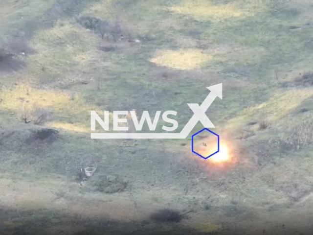 Picture shows an explosion at fortified Ukrainian positions near Nevelske, Donetsk region, Ukraine. The footage was obtained from the People's Militia of the DPR on Thursday, Nov. 24, 2022. Note: Picture is a screenshot from a video (@nm_dnr/Newsflash)