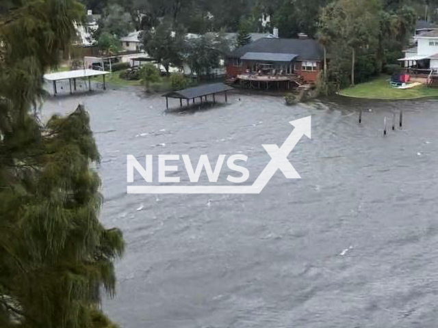 Picutre shows the flooding in Jacksonville, Florida, in undated footage. According to Lisa Nolan, it is typical for the area to flood, but this was a tropical storm, not a hurricane. Note: Photo is a screenshot from a video(@fearslessnfree/Newsflash).