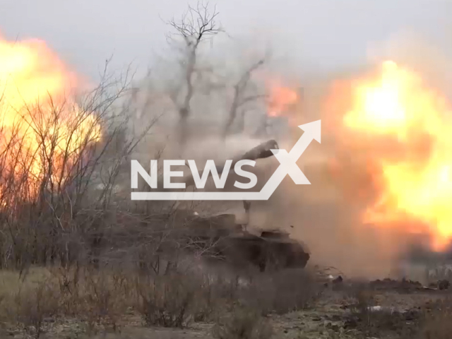 Russian 152-mm self-propelled artillery installations 2S3 "Acacia" fire on Ukrainian military positions in Ukraine in undated footage.
The footage was released by the Russian MoD on Thursday, Nov. 28, 2022. Note: Photo is a screenshot from a video. (@mod_russia/Newsflash).