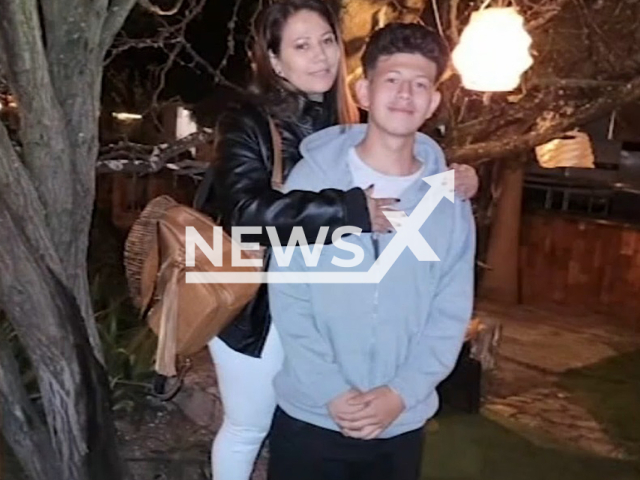 Angel Figueroa, 16, poses with unidentified woman,  in undated photo. He woke up  from a coma  after he suffered a traumatic brain injury when he was pushed into oncoming traffic during a robbery, in Hemet, California, USA, in Feb. 28,2022.
Note: Private photo.  (Newsflash)