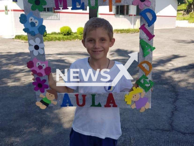 Hudson Adriano Hellmann, 9, poses in undated photo. He died   after having his hand pulled by machinery at a sawmill in the municipality of Rio do Campo, Brazil, on Saturday, Nov. 26,  2022. 
Note: Private photo.  (Newsflash)